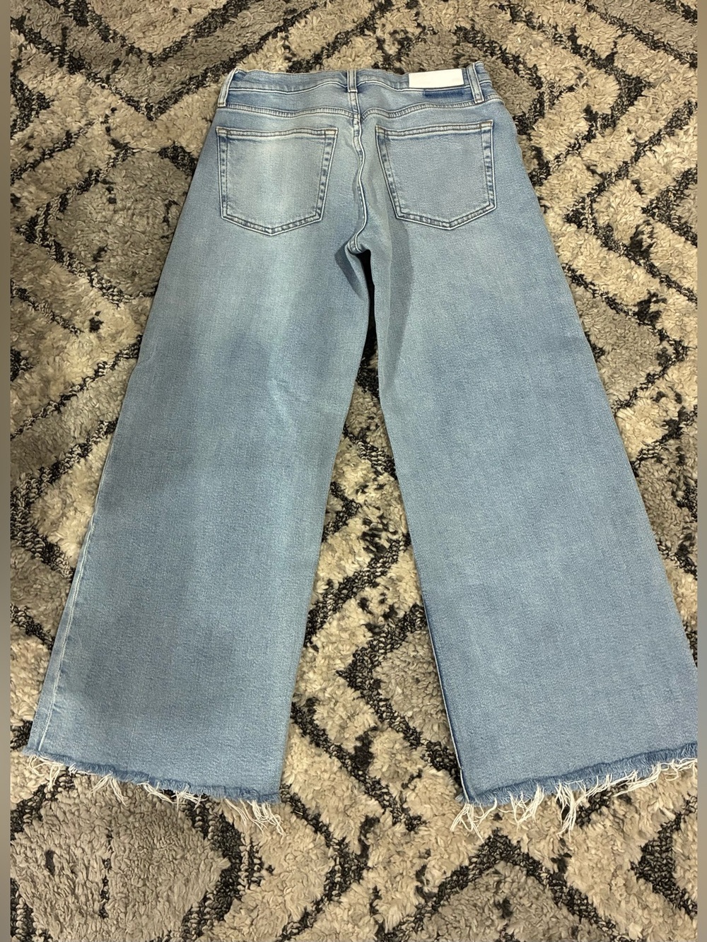 NWOT Re/Done Light Blue High-Rise Wide Leg Jeans with Frayed Hem - Picture 4 of 6